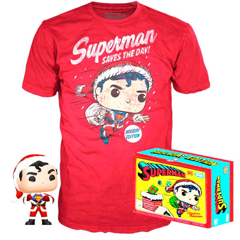 Set figura POP & Tee DC Comics Superman Exclusive Flocked TALLA M