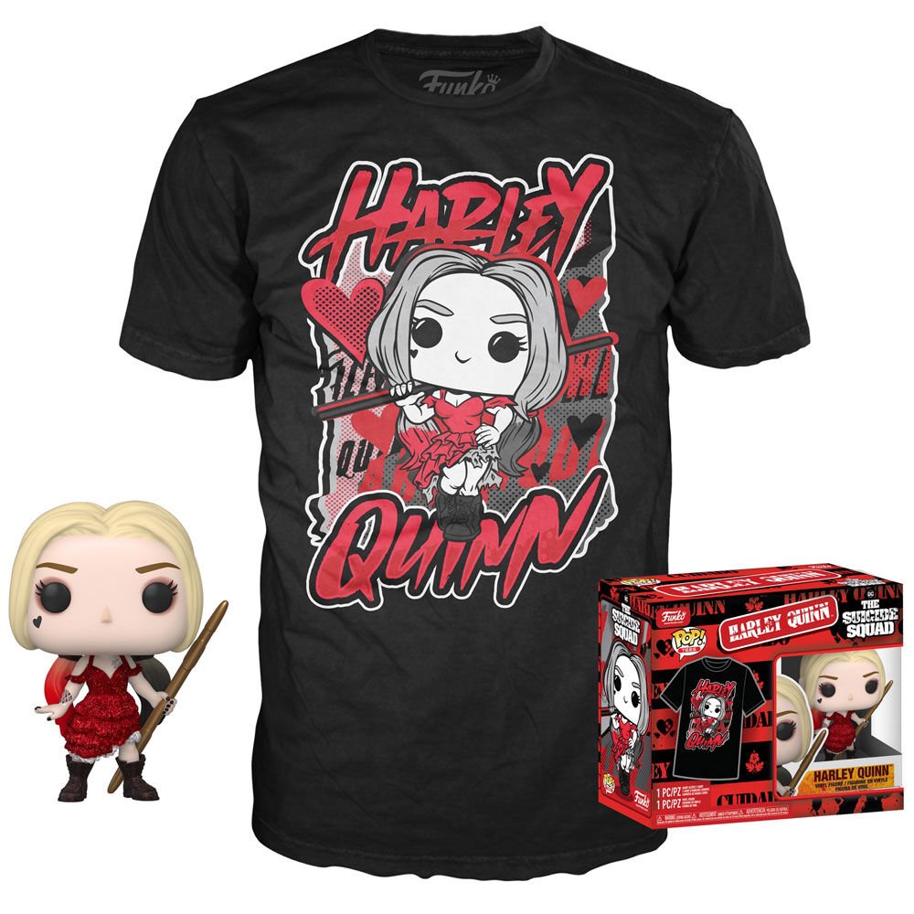 Set figura POP & Tee DC Comics Escuadron Suicida Harley Quinn TALLA L
