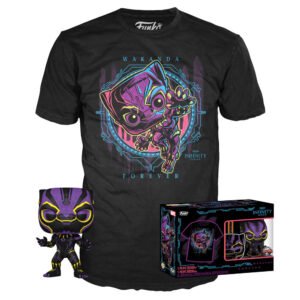 Set figura POP & Tee Marvel Wakanda Forever Black Panther Exclusive TALLA L