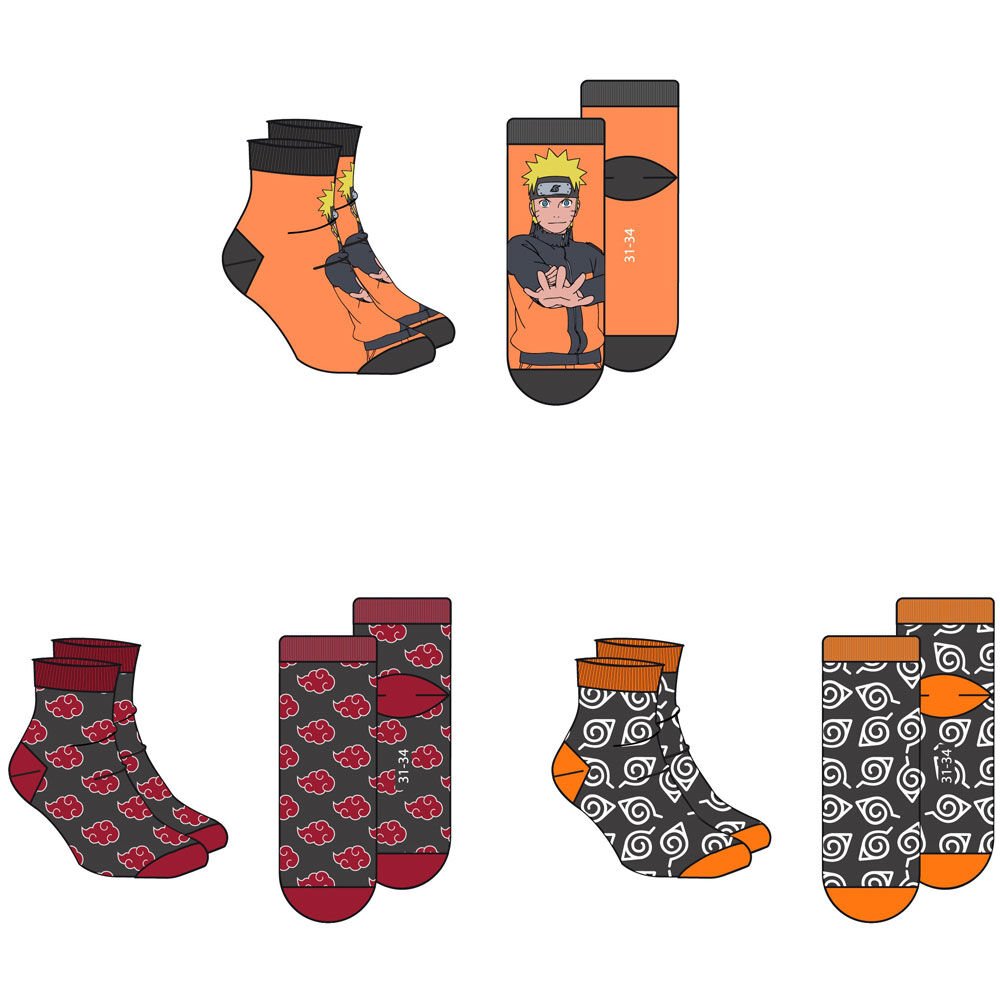 Set 3 calcetines Naruto Shippuden adulto surtido - Imagen 2
