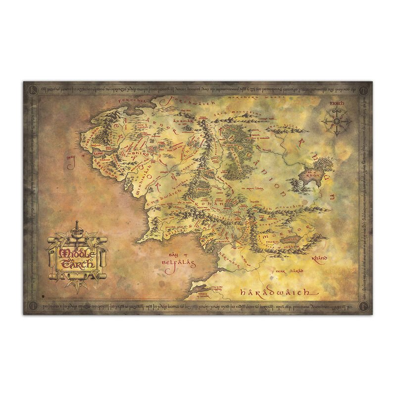 Poster Mapa de la Tierra Media El Señor de los Anillos