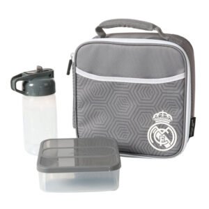 Bolsa porta alimentos termica + tupper + botella Real Madrid
