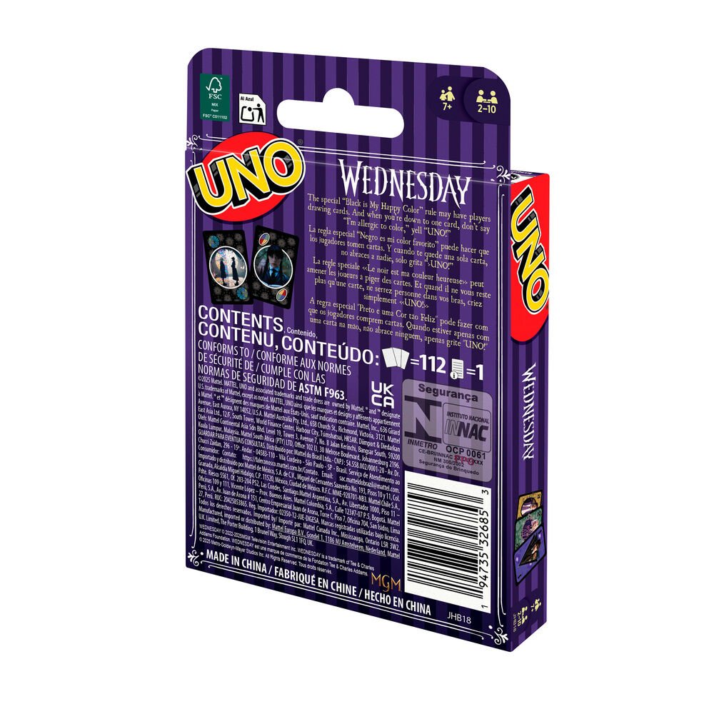 Juego cartas UNO Miercoles Wednesday - Imagen 2